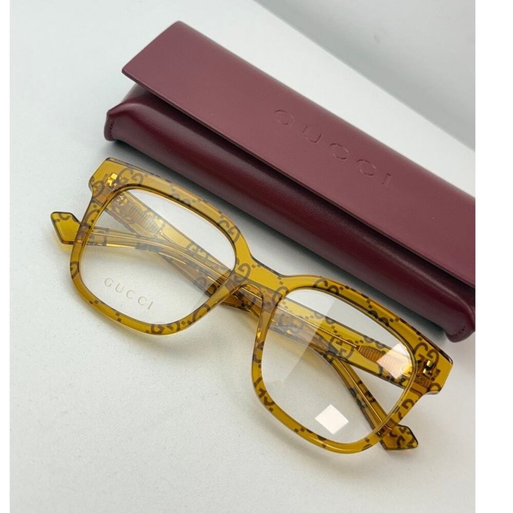 NEW Gucci GG0958O Yellow Monogram Logo Eyeglasses Frames